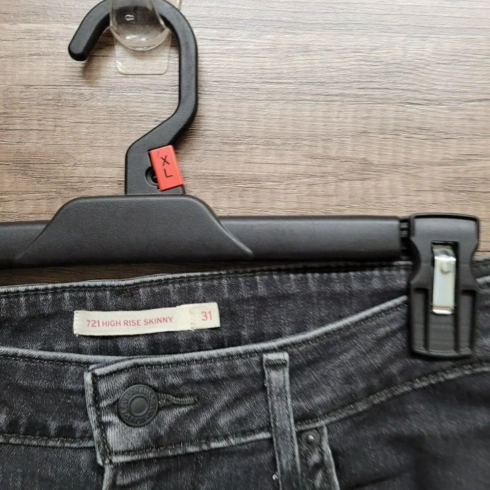 Levi's 721 High‎ Rise Skinny Ankle Jeans Size 31 Womens Black Charcoal Wash